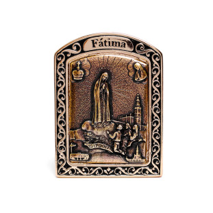 Adorno Nossa Senhora de Fátima Dourado com Ouro Velho 6cm