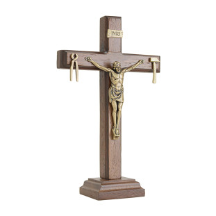 20101OV Cruz Saletina de La Salette em Madeira Ouro Velho 20cm