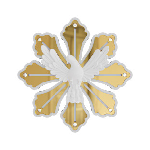 20161MDF Adorno Esplendor Divino Espírito Santo MDF e Acrílico Dourado Espelhado 24cm