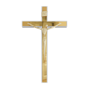 20165MDF Crucifixo Estilizado em MDF e Acrílico Espelhado Dourado 30cm