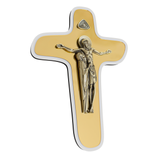20177MDF Crucifixo da Unidade em MDF e acrílico metálico Ouro Velho 30,5cm