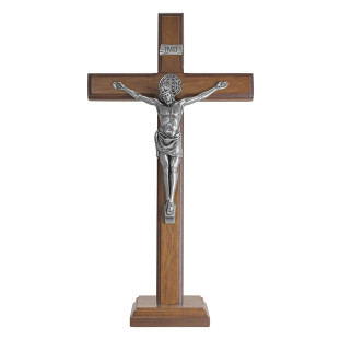 20264PV Crucifixo com Medalha de São Bento Prata Velha 35cm