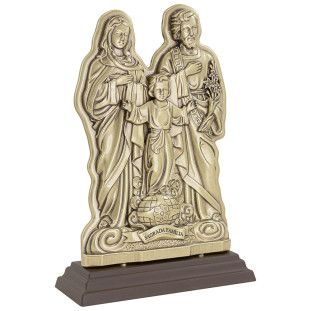 20353OVACR Adorno Sagrada Família em Metal Ouro Velho 20cm