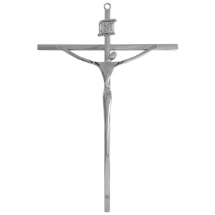 20467ONIX Crucifixo Estilizado Ônix Prateado 36cm