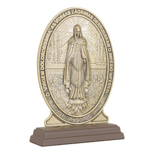 20587OV Adorno Medalha de Nossa Senhora das Lagrimas Ouro Velho 19cm