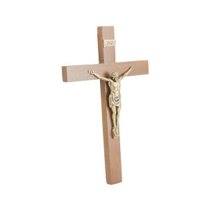 20639OV Crucifixo de Parede Madeira Nobre Ouro Velho 20cm