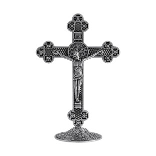 9401PV Crucifixo com a Medalha de São Bento Prata Velha 13cm