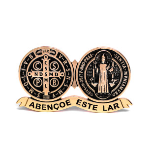 9405DOU Adorno com Ímã Medalha de São Bento Dourado 