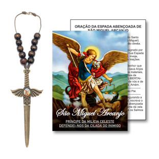 9819OV Dezena Espada de São Miguel Arcanjo Ouro Velho 21cm