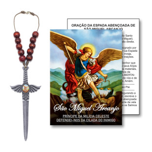 9819PV Dezena Espada de São Miguel Arcanjo Prata Velha 21cm