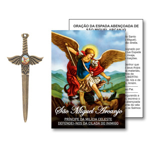 9819OVPG Adorno Espada de São Miguel Arcanjo Ouro Velho 9,5cm