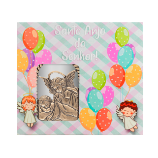 9827OV Medalhão de Berço Anjo Protetor Ouro Velho