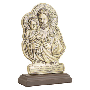 9885OVACR Adorno de São José em Metal Ouro Velho 21,5cm