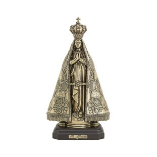 9981OVBASE Imagem Nossa Senhora Aparecida em Metal Ouro Velho 10cm