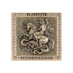 9464DOUOV Adorno São Jorge Santo Guerreiro Dourado com Ouro Velho 8cm