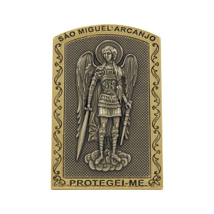 9471DOUOV Quadro de São Miguel Arcanjo Dourado com Ouro Velho 10cm