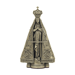 20210OV Imagem Nossa Senhora Aparecida em Metal Ouro Velho 12cm