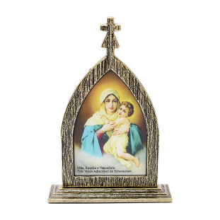 Capela Mãe Rainha Schoenstatt com Oração Ouro Velho 17cm