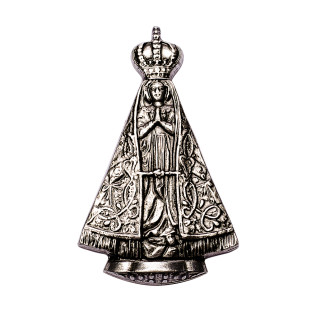 9382PV Adorno com Ímã Nossa Senhora Aparecida Prata Velha 6cm