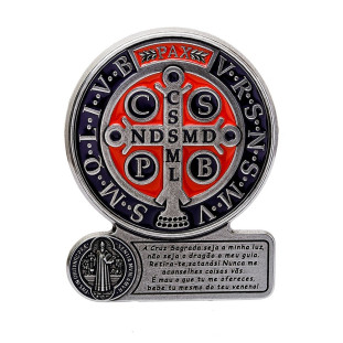 9592PV Medalha de São Bento com Oração Prata Velha 14cm