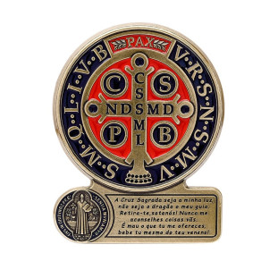 9592OV Medalha de São Bento com Oração Ouro Velho 14cm