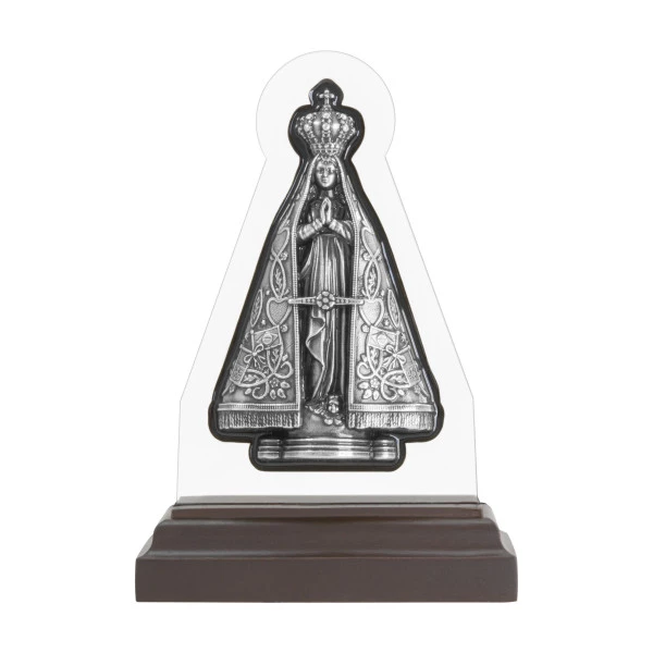 9981PVACR Imagem de Nossa Senhora Aparecida Prata Velha 12cm