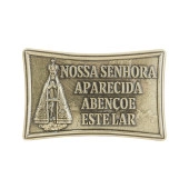 20677OV Adorno de Nossa Senhora Aparecida em Metal com Dupla Face Ouro Velho 12cm