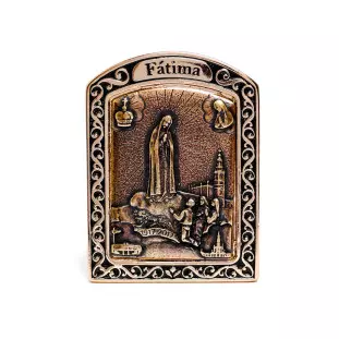 Adorno Nossa Senhora de Fátima Dourado com Ouro Velho 6cm