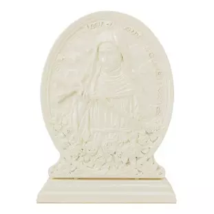 20029MARFIM Adorno de Santa Rita de Cássia em Metal Marfim 21,5cm