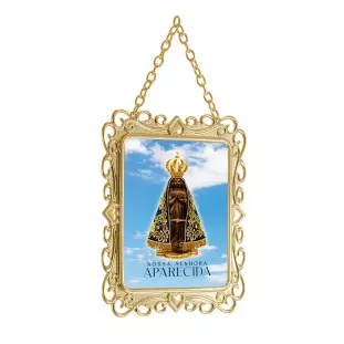 20079APA Adorno de Porta Nossa Senhora Aparecida Dourado 15cm