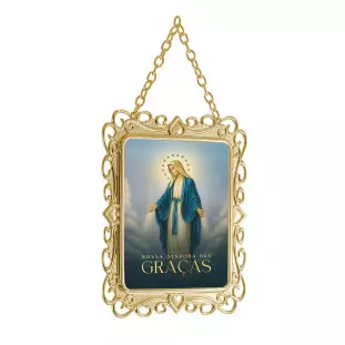 20079GRA Adorno de Porta Nossa Senhora das Graças Dourado 15cm