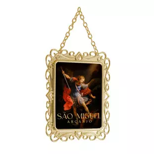 20079BMIG Adorno de Porta São Miguel Arcanjo Dourado 15cm
