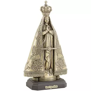 20209OVBASE Imagem Nossa Senhora Aparecida em Metal Ouro Velho 23cm