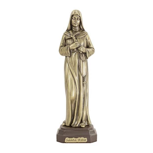 20243OV Adorno de Santa Rita de Cássia em Metal Ouro Velho 21cm