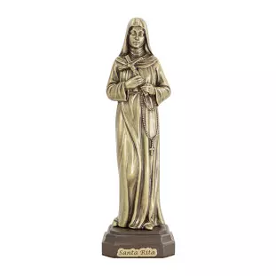 20243OV Adorno de Santa Rita de Cássia em Metal Ouro Velho 21cm