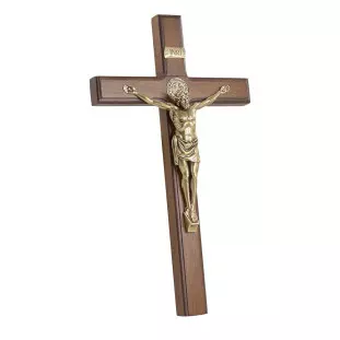 20637OV Crucifixo com Medalha de São Bento Ouro Velho 40cm