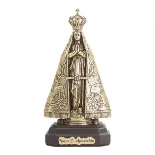 20268OV Imagem Nossa Senhora Aparecida em Metal Ouro Velho 14cm