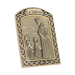 20341DOUOV Adorno Nossa Senhora La Salette Dourado com Ouro Velho 10cm