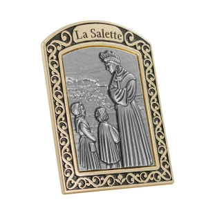 20341DOUPV Adorno Nossa Senhora La Salette Dourado com Prata Velha 10cm