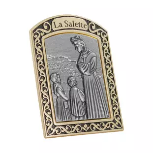 20341DOUPV Adorno Nossa Senhora La Salette Dourado com Prata Velha 10cm