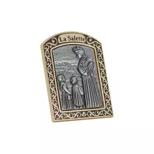 20343DOUPV Adorno Nossa Senhora La Salette Dourado com Prata Velha 6cm