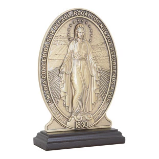 20416OV Adorno de Nossa Senhora das Graças Metal Ouro Velho 19cm