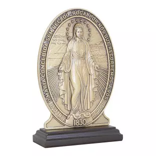 20416OV Adorno de Nossa Senhora das Graças Metal Ouro Velho 19cm