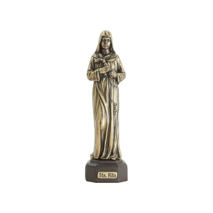 20451OV Adorno de Santa Rita de Cássia em Metal Ouro Velho 14cm