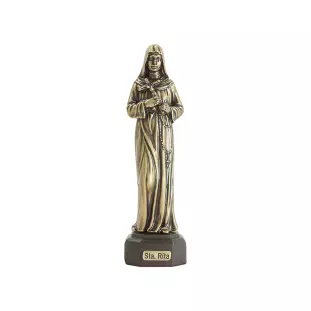 20451OV Adorno de Santa Rita de Cássia em Metal Ouro Velho 14cm