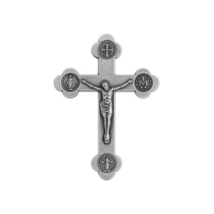 20488PV Crucifixo Mini Livrai-nos do Mal Prata Velha 7,5cm