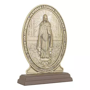 20587OV Adorno Medalha de Nossa Senhora das Lagrimas Ouro Velho 19cm