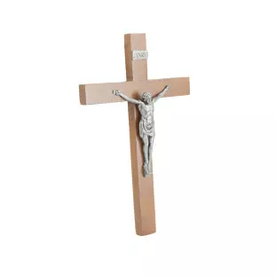 20639PV Crucifixo de Parede Madeira Nobre Prata Velha 20cm