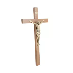 20640OV Crucifixo de Parede Madeira Nobre Ouro Velho 27cm