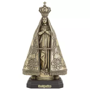 20710OVBASE Imagem Nossa Senhora Aparecida em Metal Ouro Velho 33cm